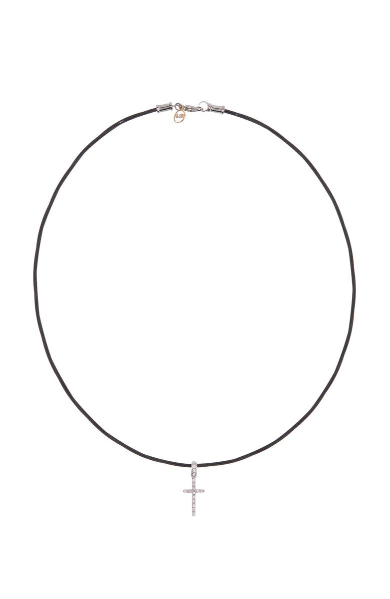 ALOR<sup>®</sup> 18K White Gold & Black Stainless Steel Cable Diamond Cross Pendant Necklace - 0.14 ctw, Alternate, color,