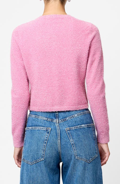 French Connection Tinsel Metallic Fuzzy Cardigan In Pink