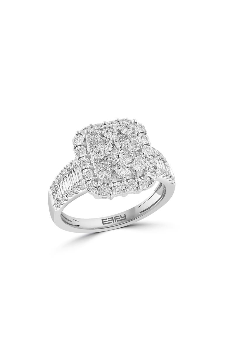 EFFY 14K White Gold Pavé Diamond Halo Ring - 1.15ct., Alternate, color,