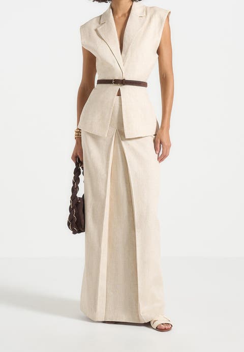 Regine Linen A-Line Maxi Skirt