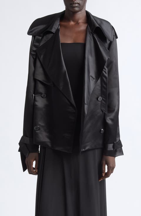 Claw Crop Liquid Satin Trench Coat