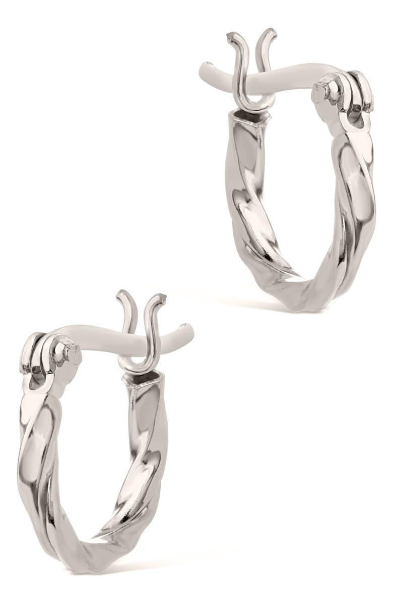 Sterling Forever Simple Twist Hoop Earrings, Main, color, Silver