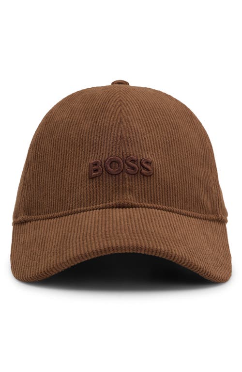 Hugo Boss Boss Zed Corduroy Baseball Cap In Brown