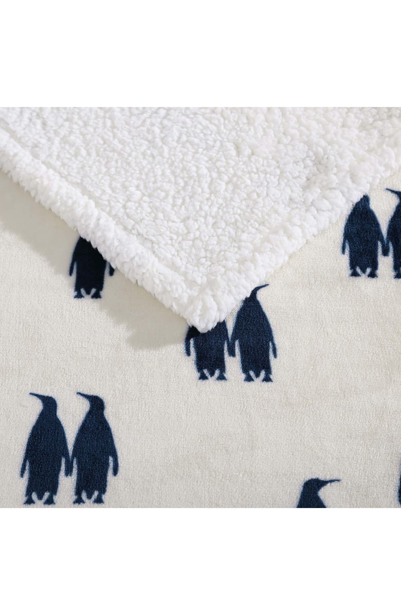 Eddie Bauer Emperor Penguin Popcorn Fleece Throw Blanket, Alternate, color, Navy