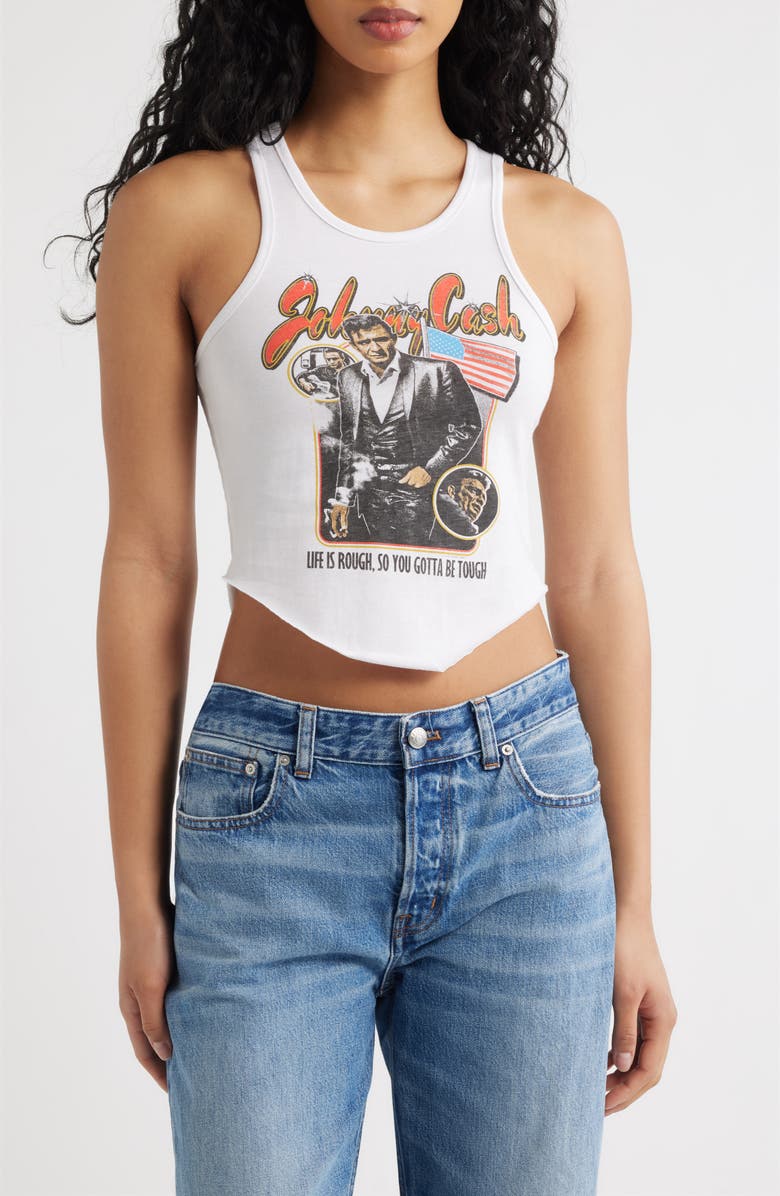 Merch Traffic Johnny Cash Bandana Graphic Tank, Main, color, White