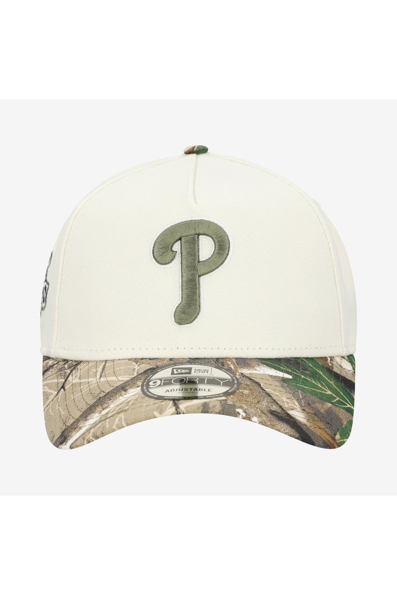 Men's New Era Khaki/Realtree Camo Philadelphia Phillies 9FORTY A-Frame Adjustable Hat, Alternate, color, Khaki