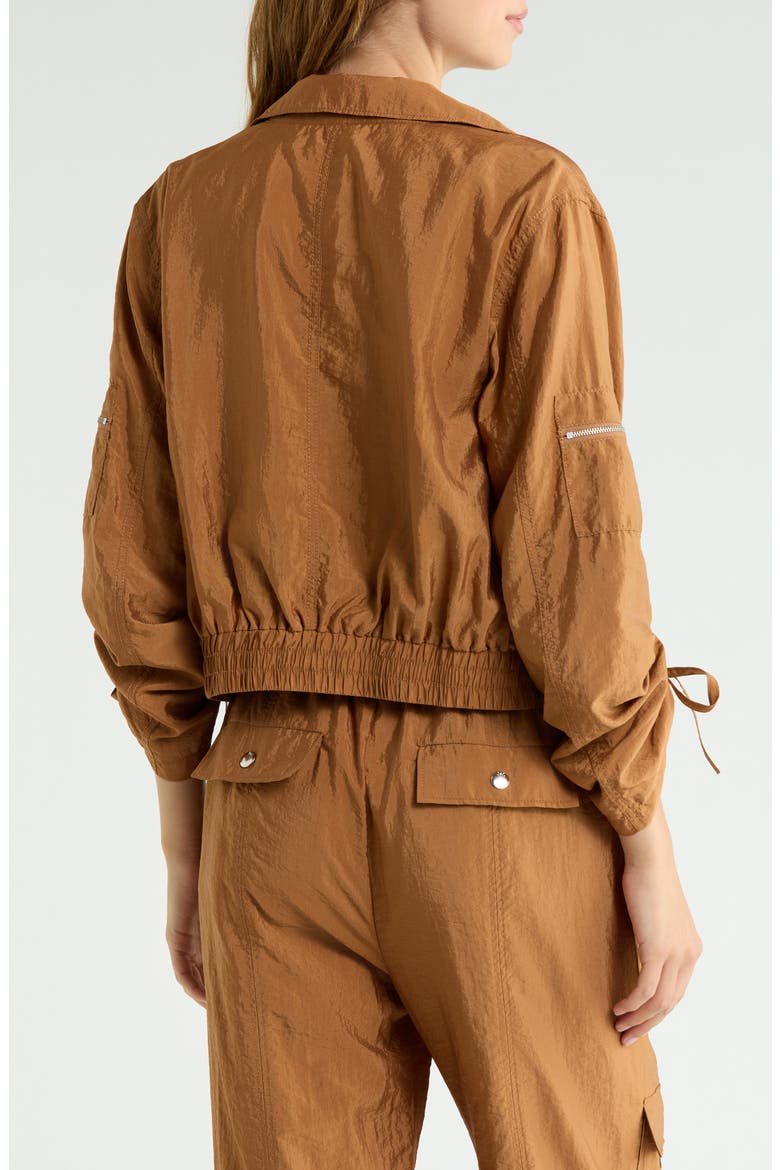 Genevive Ruched Sleeve Jacket, Alternate, color, BAKED COOKIE