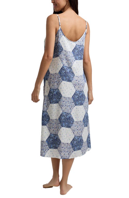 Lily And Lionel London Rosie V-neck Patchwork Print Slip Nightgown In Blue