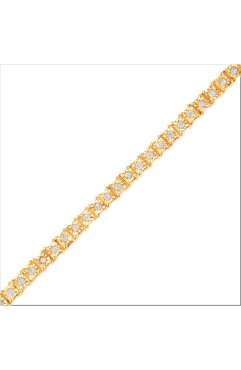 Haus of Brilliance Silver 1.0 Cttw Rustic Diamond Square Frame Miracle-Set Tennis Bracelet, Alternate, color, Yellow Gold Over Silver