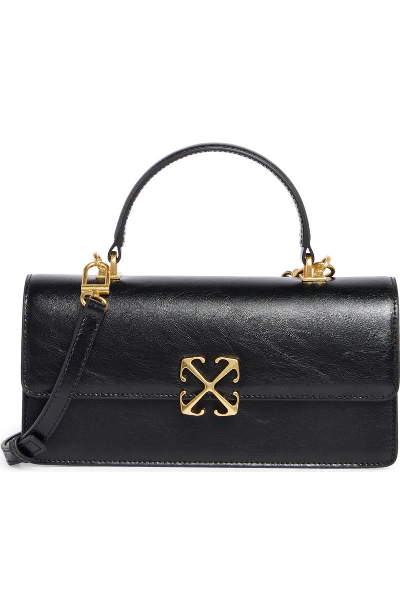 Off-White Jitney East/West Leather Shoulder Bag, Main, color, Black