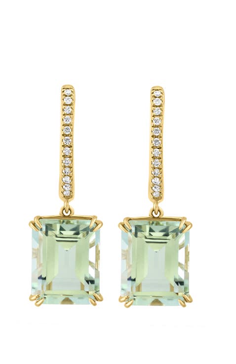 14K Yellow Gold Mint Radiance Green Amethyst Gemstone Drops