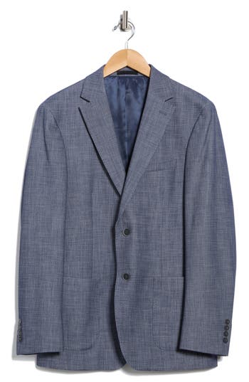 Calvin Klein Dark Blue Crosshatch Notch Lapel Sport Coat In Blue