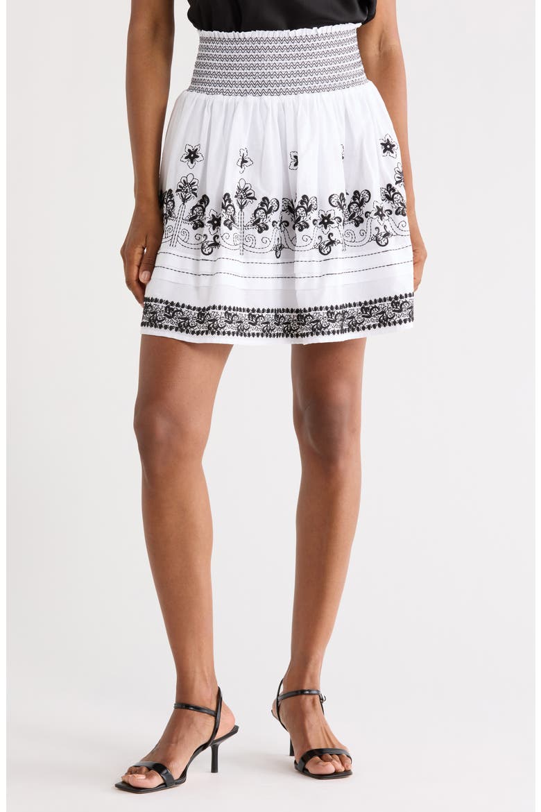 Embroidered Short Skirt, Main, color, WHITE/ BLACK