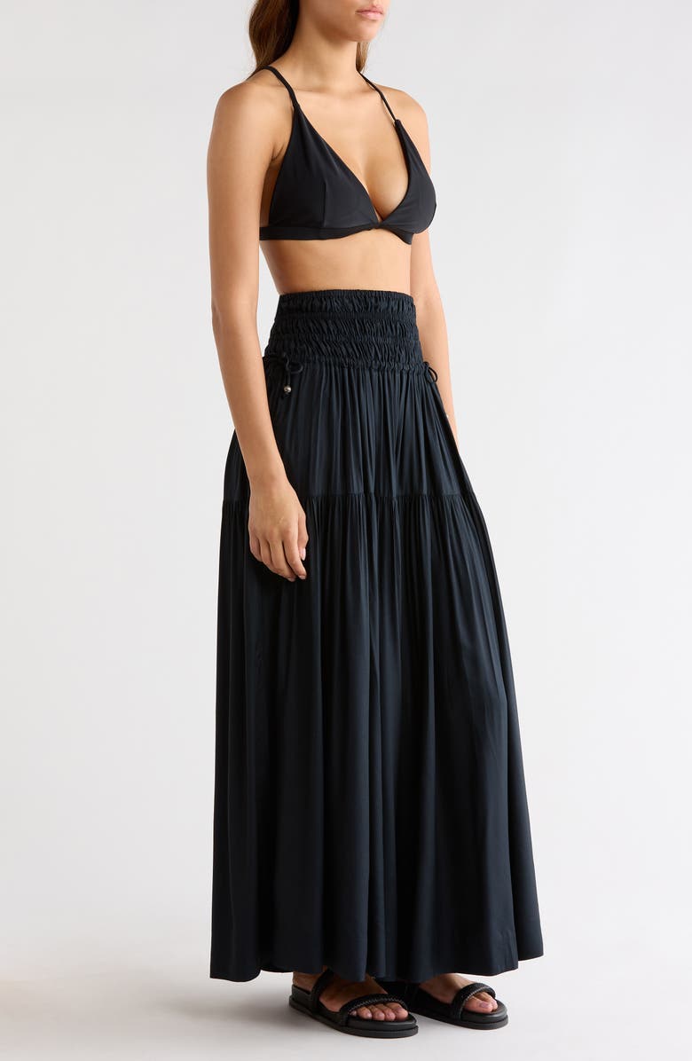 Elan Smocked Cover-Up Midi Skirt, Alternate, color, Black