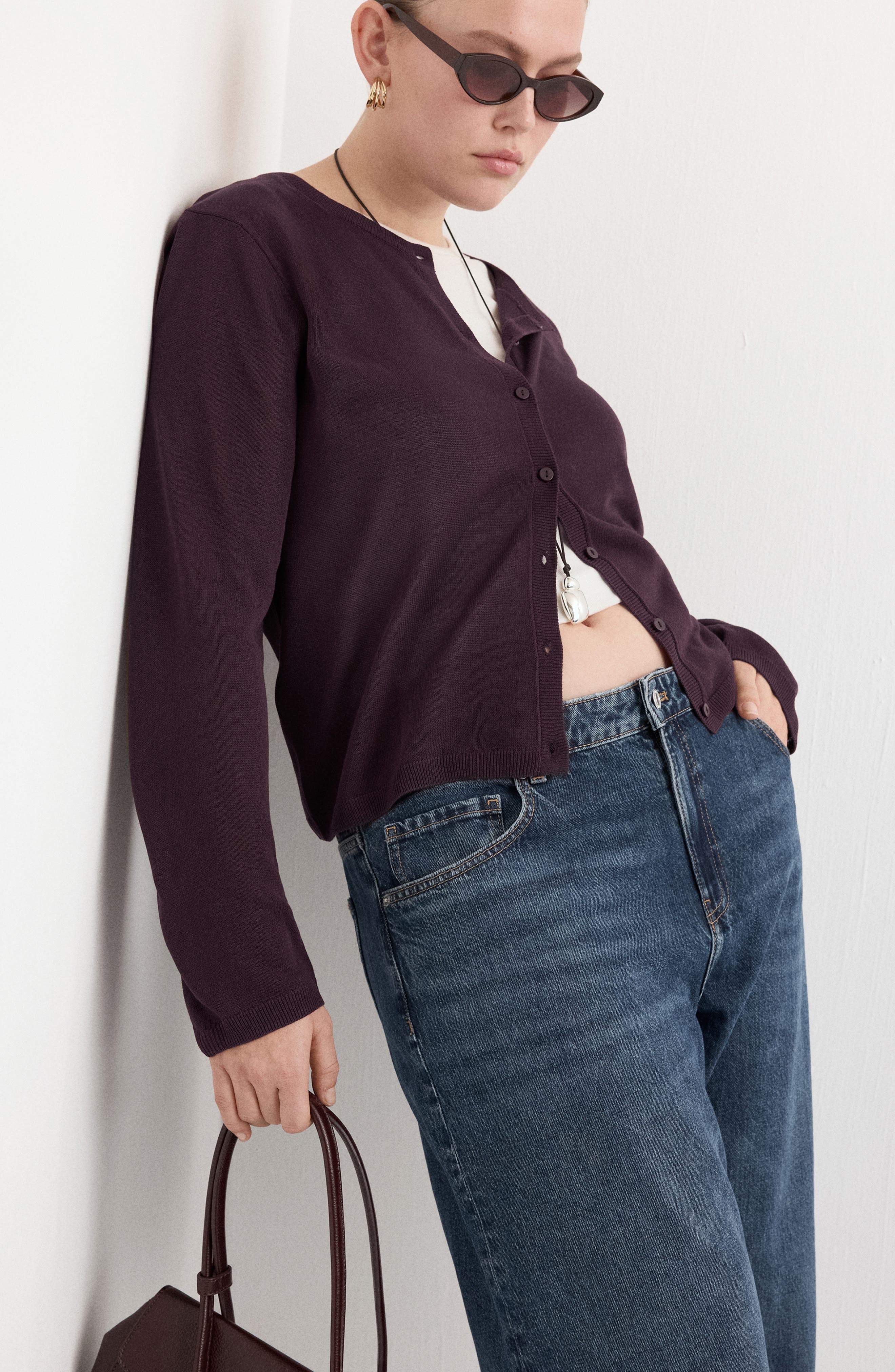 Fine Knit Crewneck Cardigan - image 4