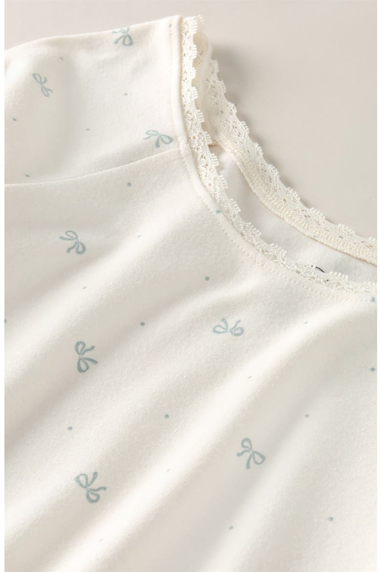Kids' Lace Trim Top, Alternate, color, IVORY TEAL DOTTY BOWS