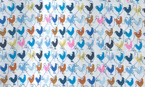 Johnston & Murphy Kids' Rooster Print Short Sleeve Button-up Shirt In White