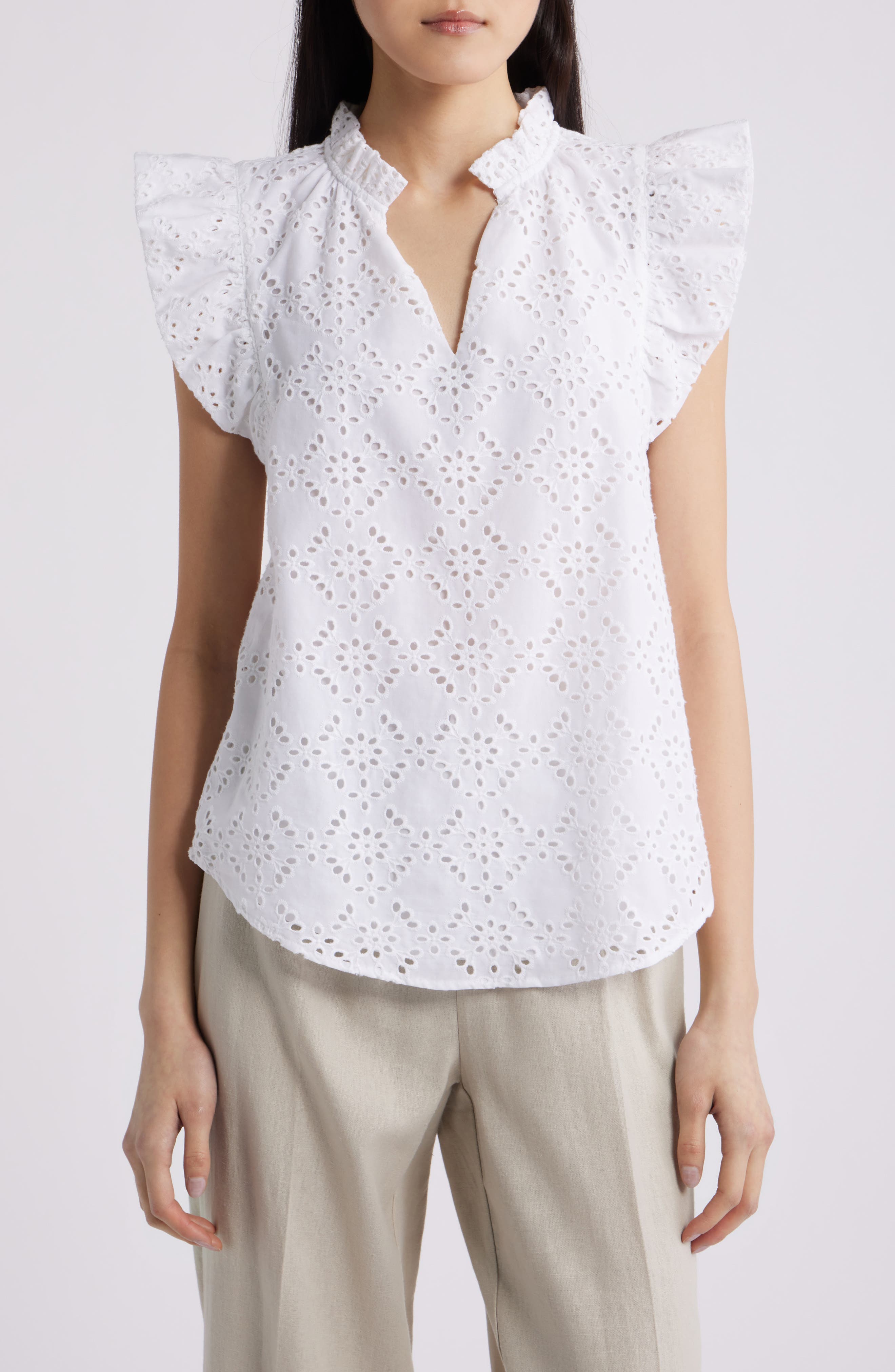Embroidered Cotton Eyelet Top