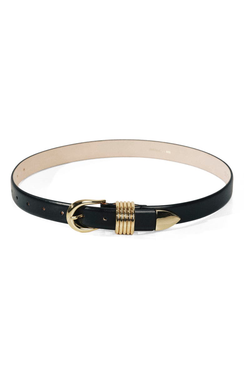 Déhanche Hollyhock Leather Belt, Main, color, Black/ Gold