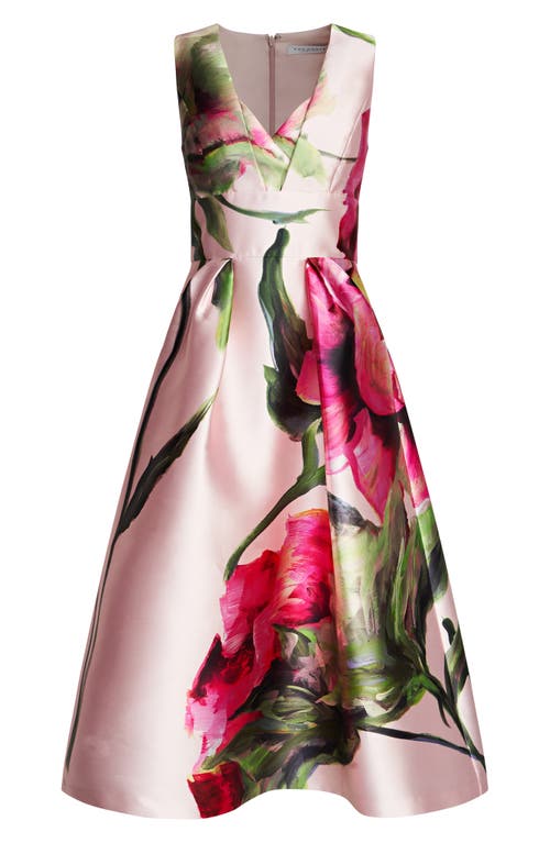 Kay Unger Regina Floral Midi Dress In Blush