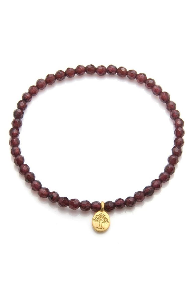 Satya Jewelry Tree of Life Garnet Gemstone Bracelet, Main, color, Red