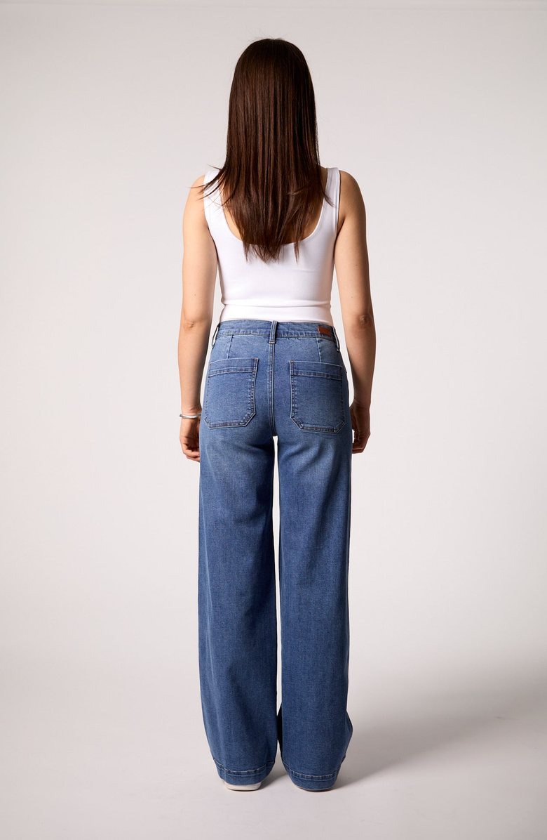 BLUE REVIVAL Waverly Mid Rise Wide Leg Jean, Alternate, color, Madrid