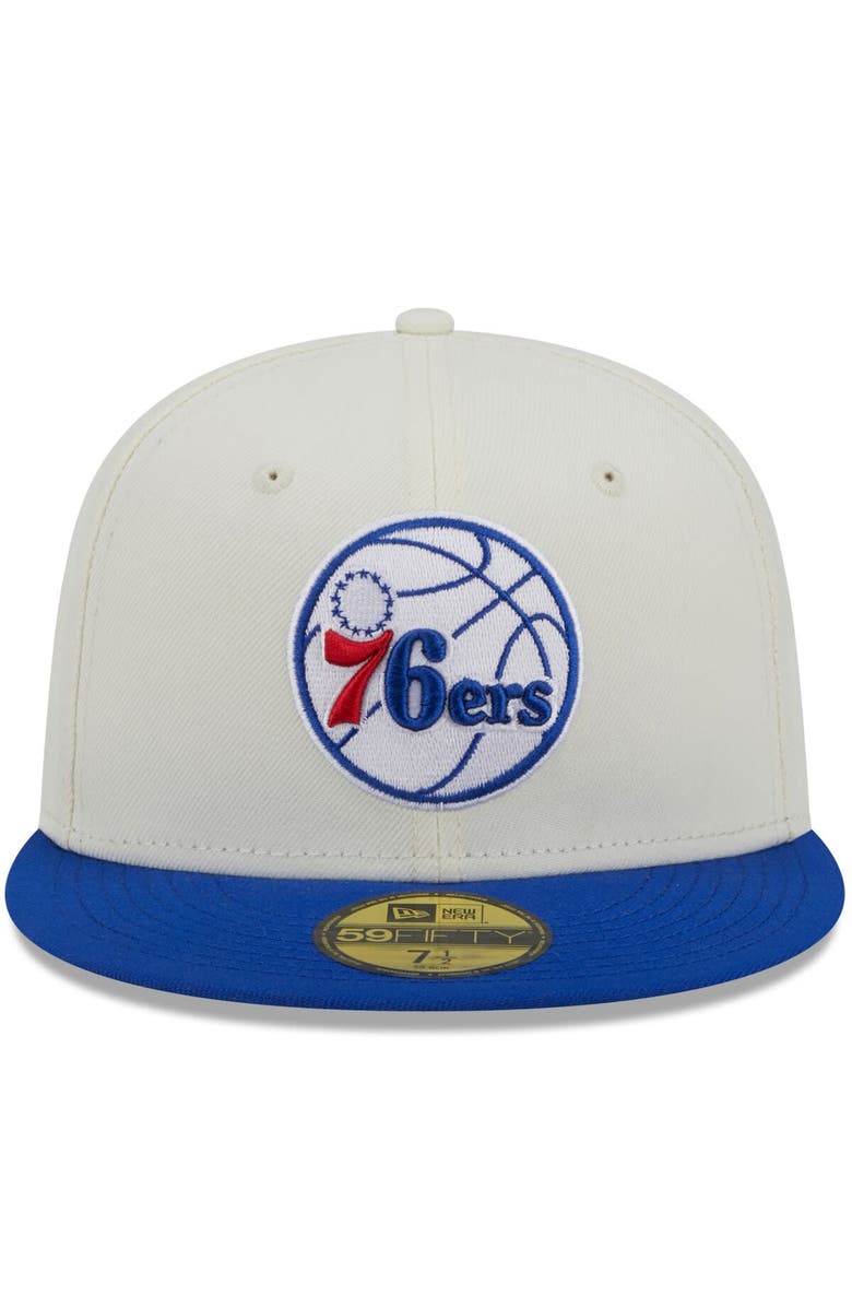 New Era x Staple Men's New Era x Staple  Cream/Royal Philadelphia 76ers NBA x Staple Two-Tone 59FIFTY Fitted Hat, Alternate, color, 