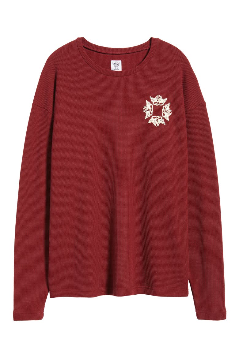 Mon Cheri Thermal Boyfriend Sweatshirt, Alternate, color, WINE