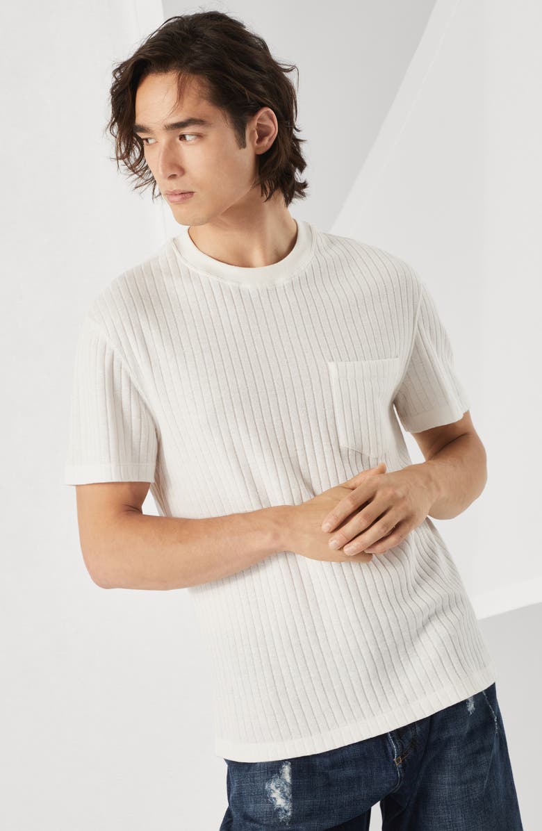 Brunello Cucinelli Ribbed jersey T-shirt, Alternate, color, 