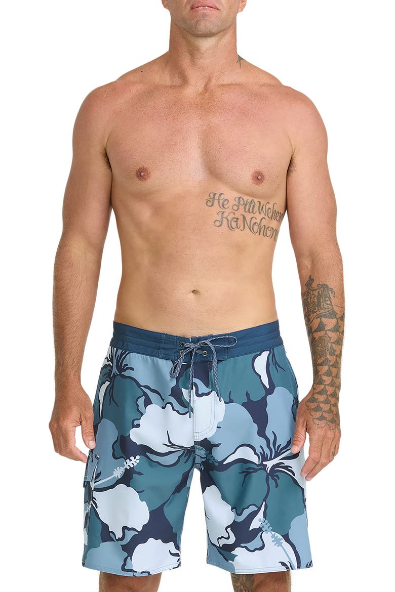 Boca Floral Board Shorts, Main, color, BLUE NIGHTS