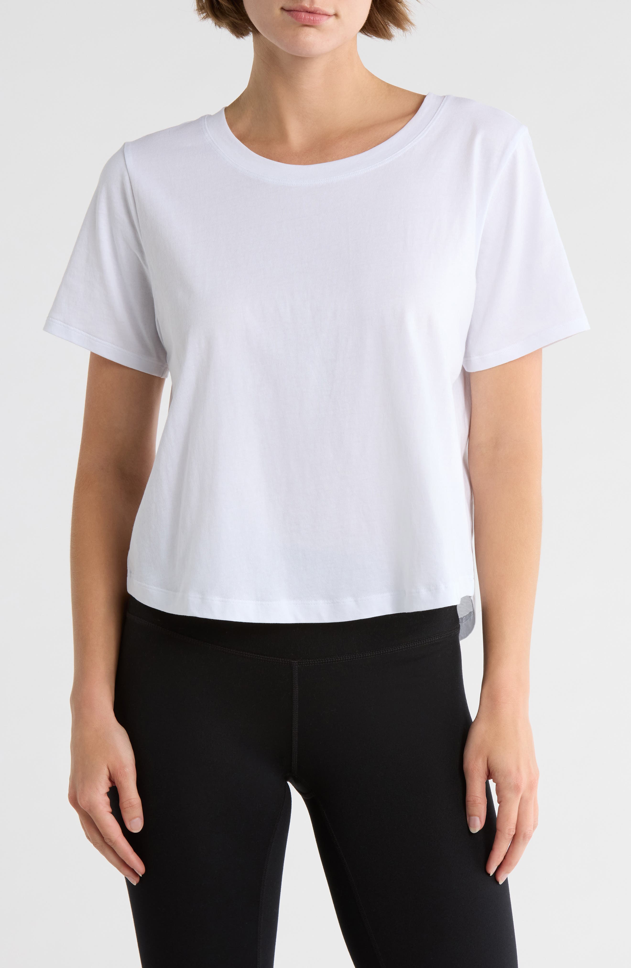 YOGALICIOUS Stone Washed Pima Cotton Crop T-Shirt