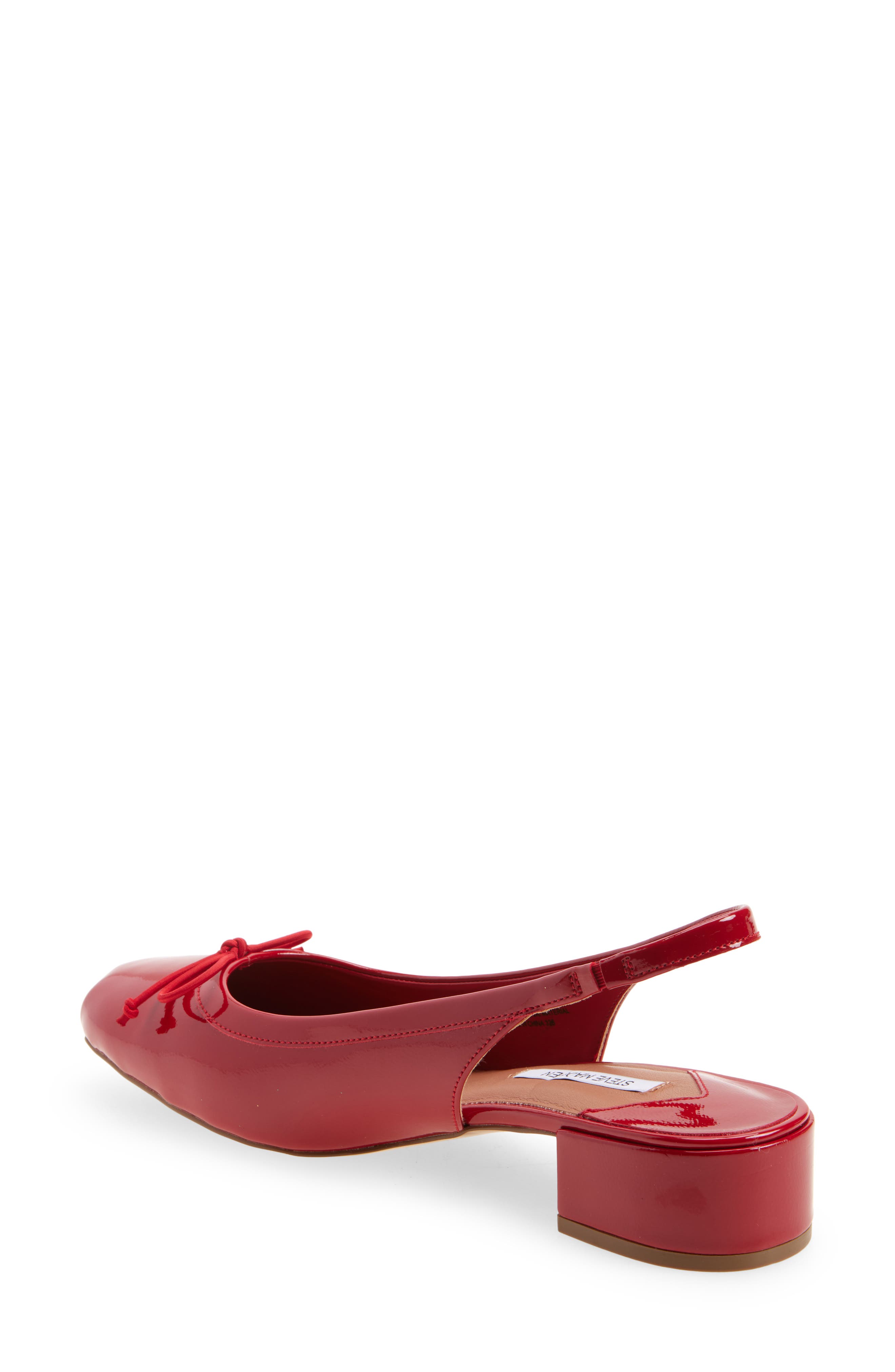 Steve Madden Loved Square Toe Patent Leather Slingback Pump, Alternate, color, Red Crinkle Patent