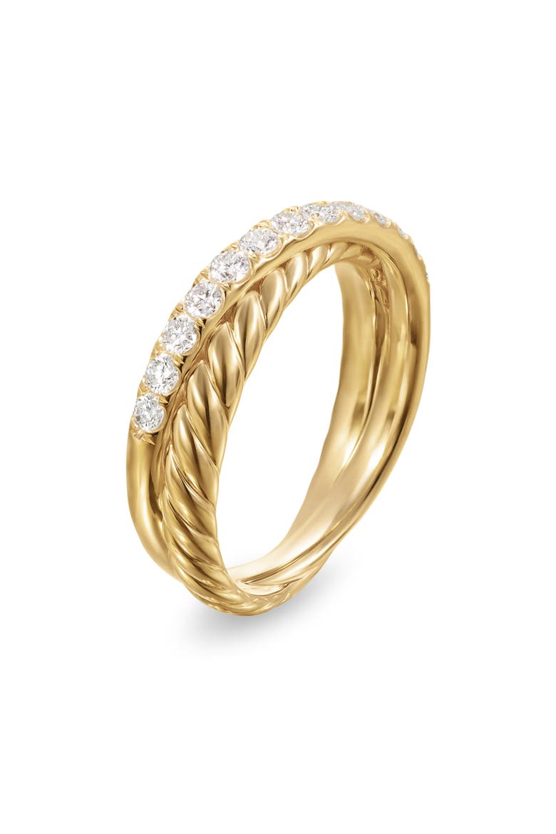 Crossover Two-Row Ring in 18K Yellow Gold with Diamonds, Alternate, color, 18K GOLD