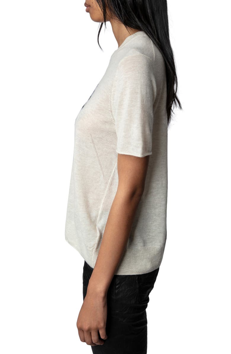 Zadig & Voltaire Ida Short Sleeve Cashmere Sweater, Alternate, color,