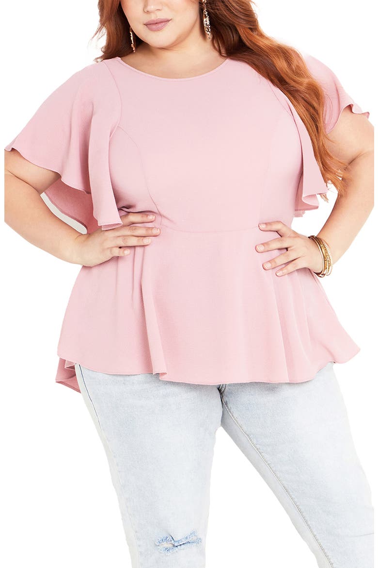 Romantic Mood Flutter Sleeve Top, Main, color, PINK