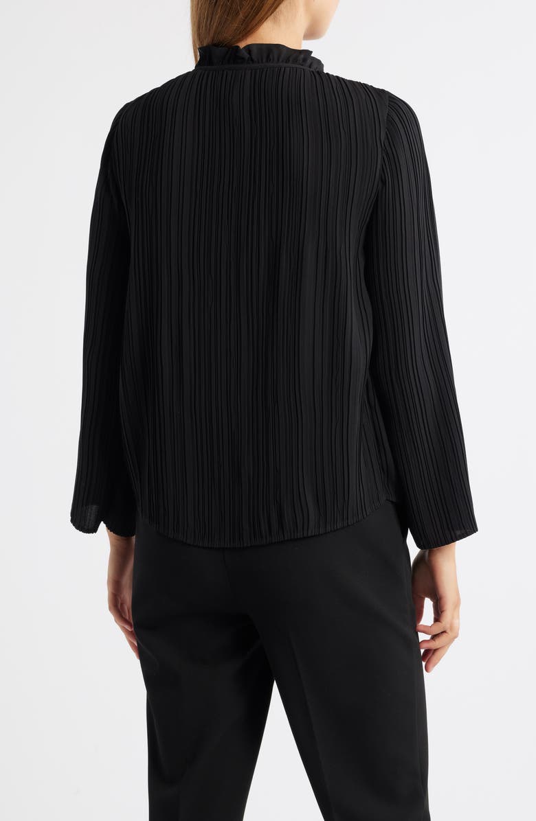 Anne Klein Pleated Tie Neck Top, Alternate, color, Anne Black