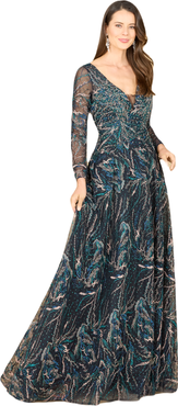 LARA New York Lace Gown With Long Sleeves