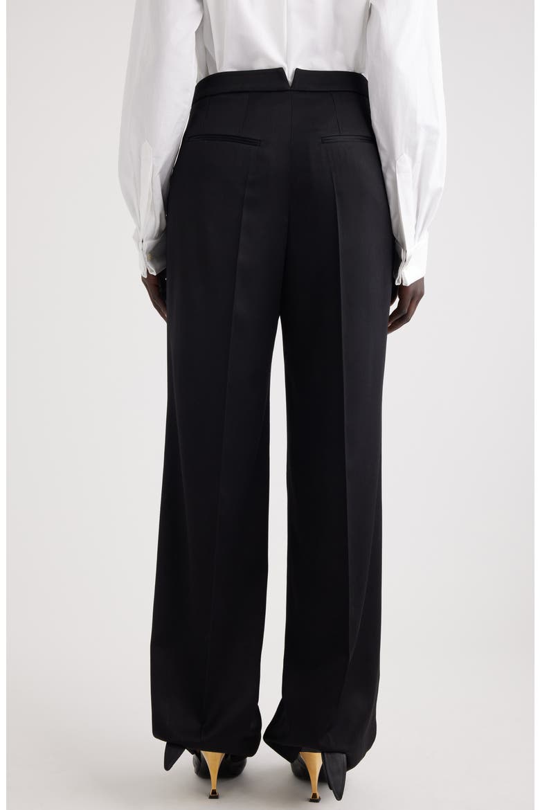 Pleated Wool Twill Pants, Alternate, color, BLACK