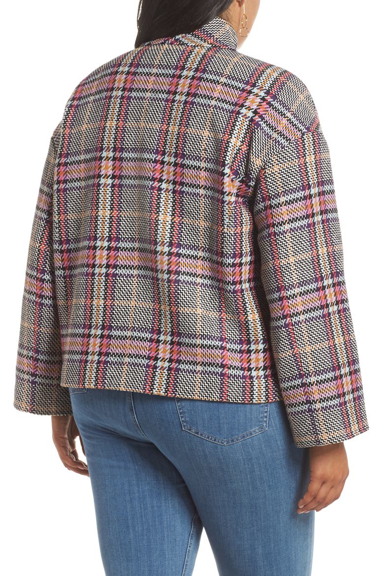 Funnel Neck Jacket, Alternate, color, PURPLE MULTI PLAID