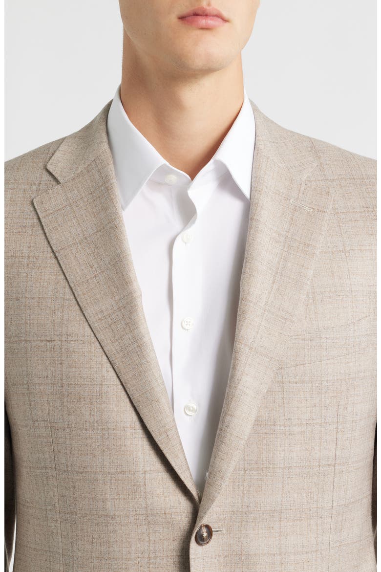 Siena Regular Fit Windowpane Plaid Super 150s Wool Sport Coat, Alternate, color, BEIGE