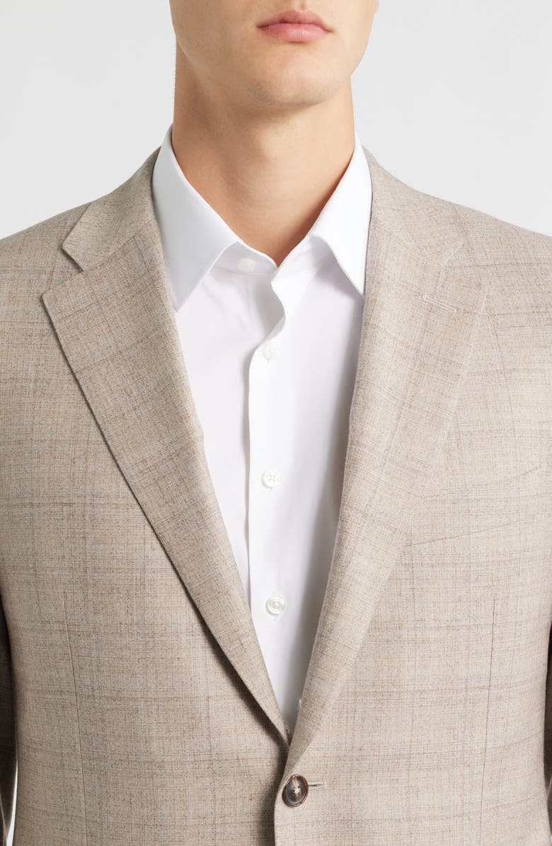 Canali Siena Regular Fit Windowpane Plaid Super 150s Wool Sport Coat, Alternate, color, Beige