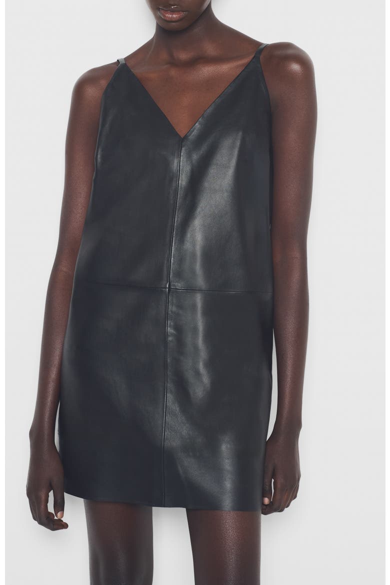 Ryder Upcycled Leather Dress, Alternate, color, Black