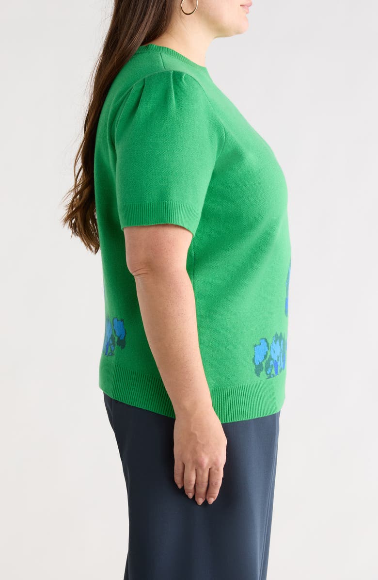SUGARLIPS Kersey Floral Pleated Shoulder Short Sleeve Sweater, Alternate, color, Kelly-Green