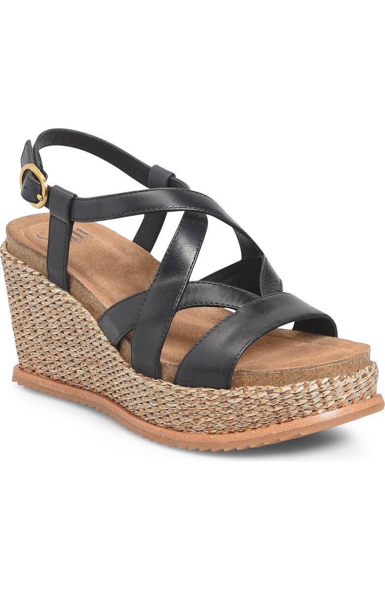 Söfft Devyn Slingback Espadrille Platform Wedge Sandal, Main, color, Black