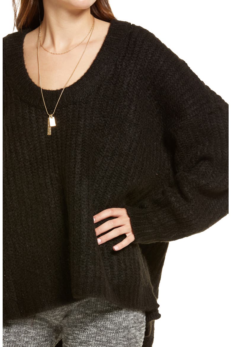 Blue Bell V-Neck Sweater, Alternate, color, BLACK