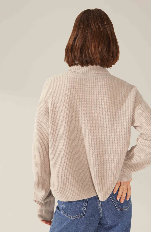 Italic Ellie Chunky Cashmere Turtleneck Sweater In Pebble Grey