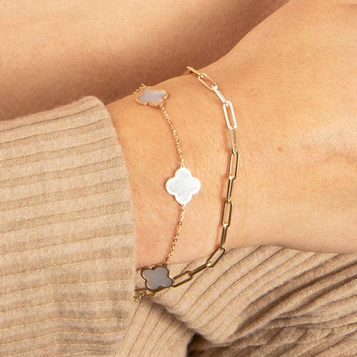 The Lovery Fine Jewelry Small Mother Of Pearl Clover Bracelet In Silver
