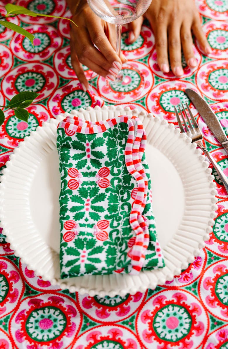 Furbish Pomegranate Napkins Set of 4, Alternate, color, Green, White, Pink