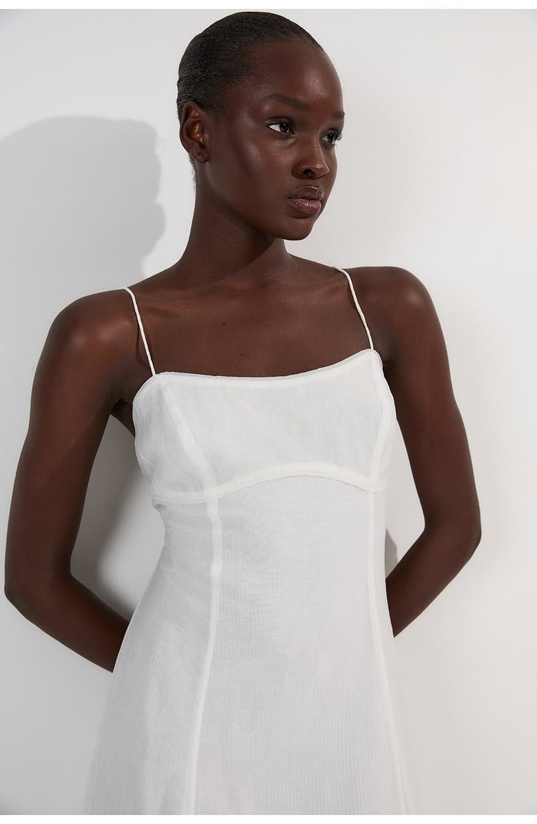 Karen Millen Strappy Woven Midi Dress, Alternate, color, Ivory
