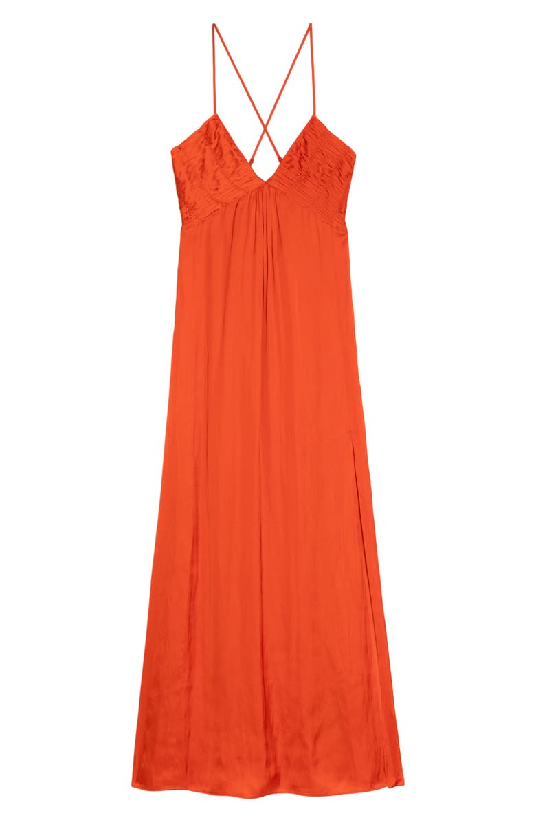 Zadig & Voltaire Rayonne Satin Maxi Slipdress, Alternate, color, Tangerine